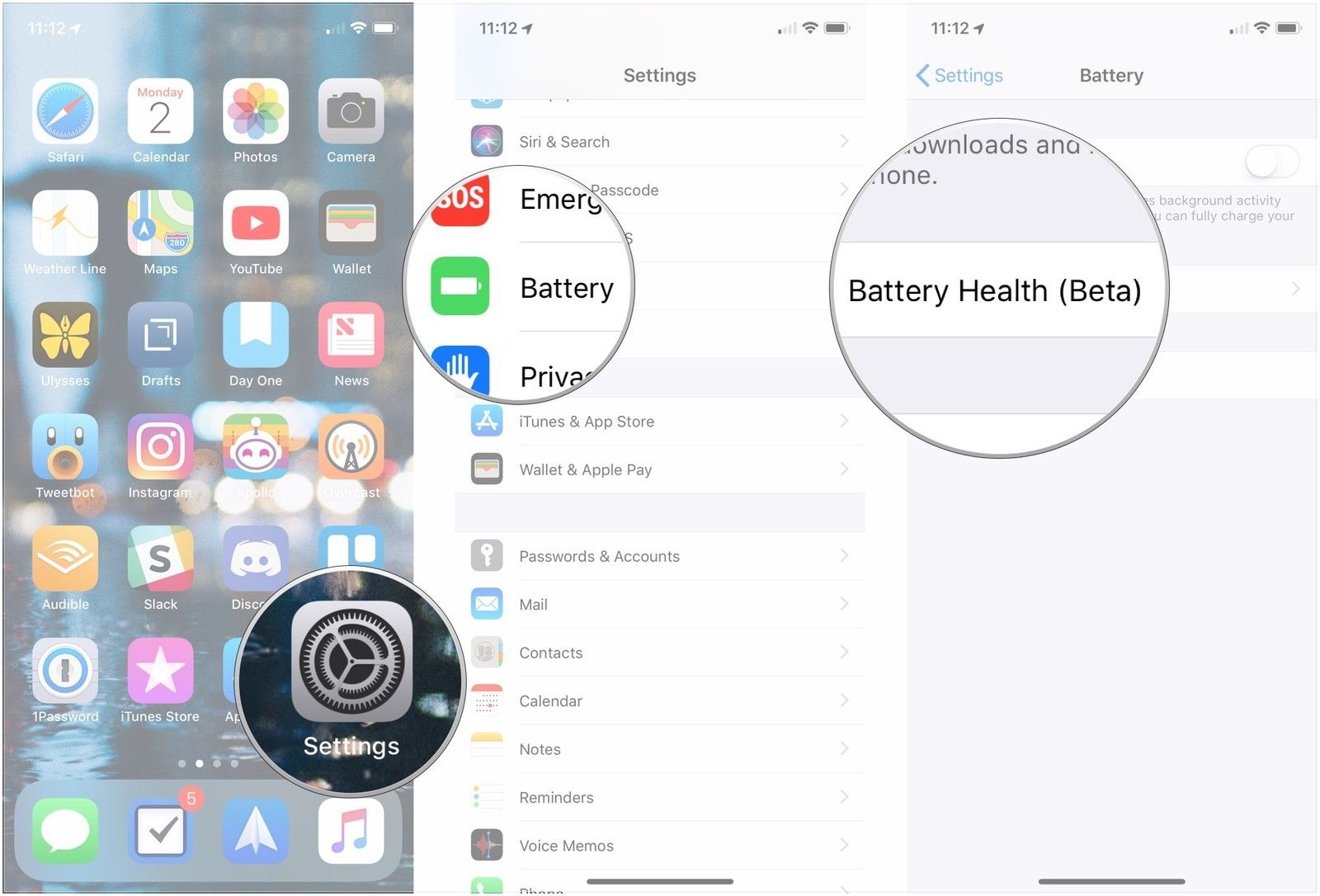 Откройте «Настройки», нажмите «Аккумулятор», «Аккумулятор».