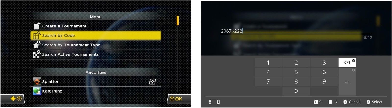 Выберите Поиск по коду, затем введите код