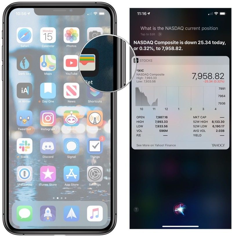 Активируйте Siri, спросите об обмене, нажмите виджет