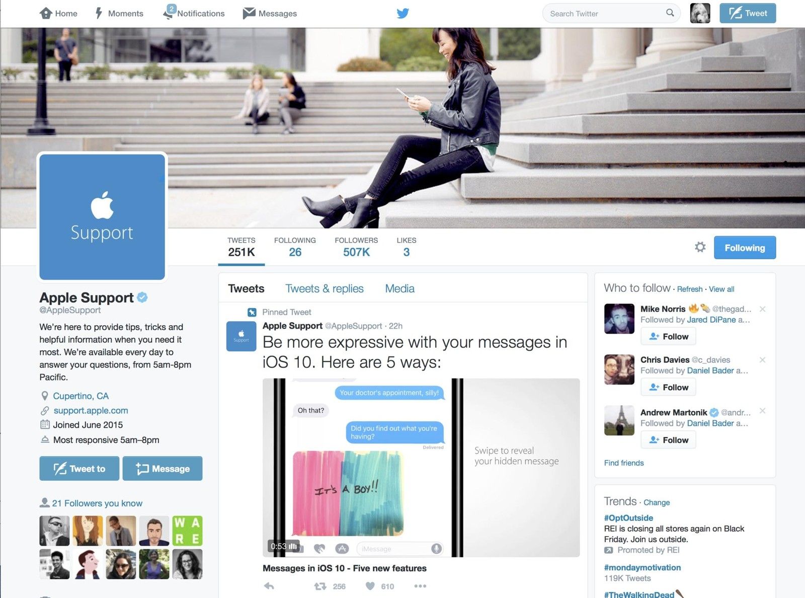 Поддержка Apple Twitter @applesupport