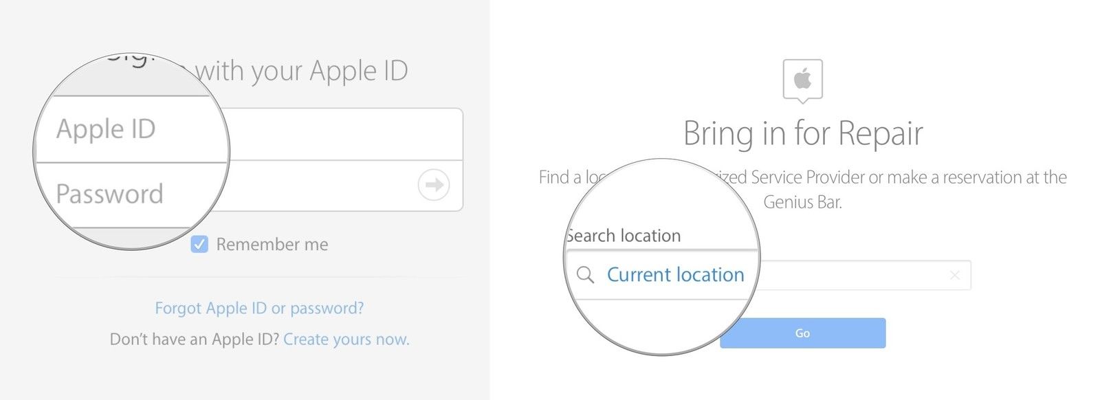 Введите свой Apple ID, затем выберите местоположение