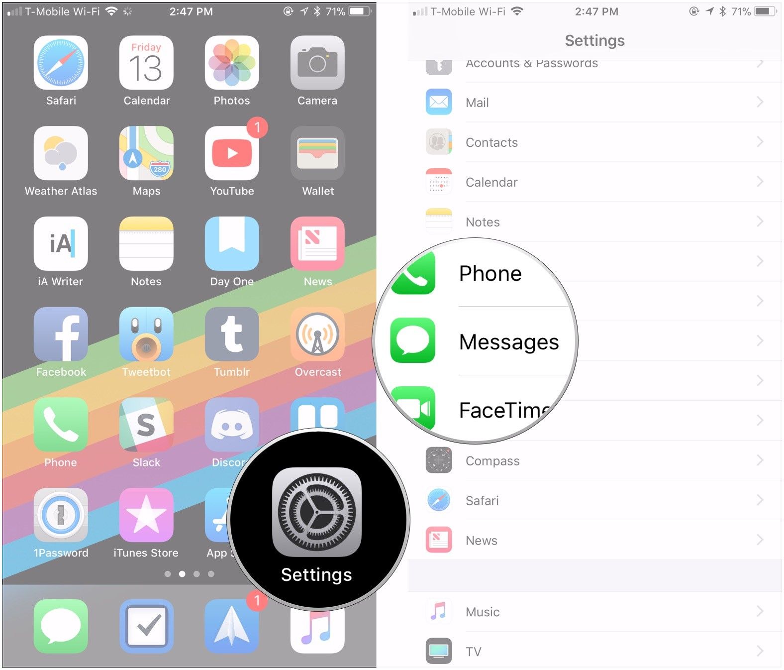 Откройте Настройки, нажмите Сообщения