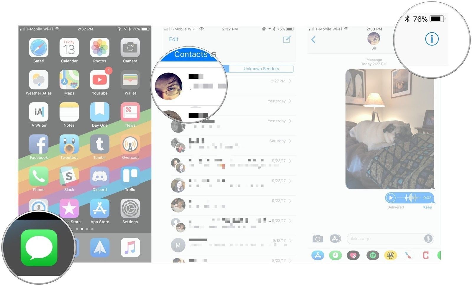 Откройте сообщения, нажмите беседу, нажмите Информация