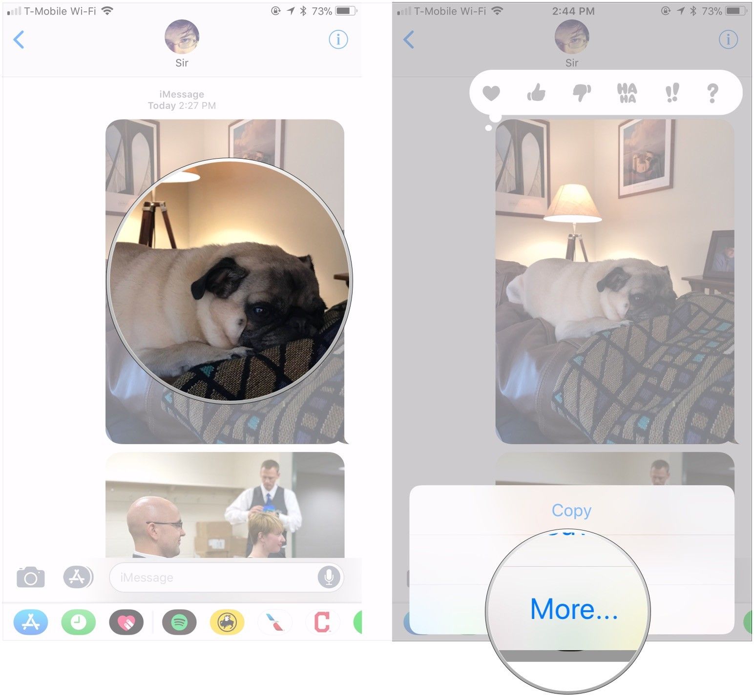 Нажмите и удерживайте вложение, выберите Дополнительно ...