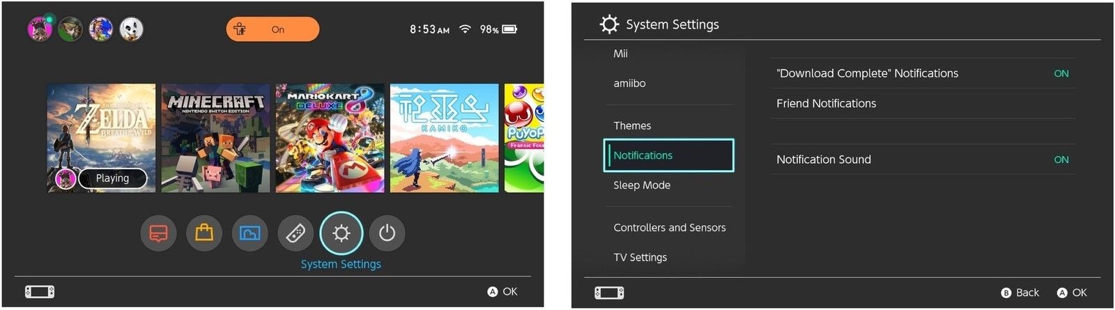 Выберите Системные настройки, затем выберите Уведомления