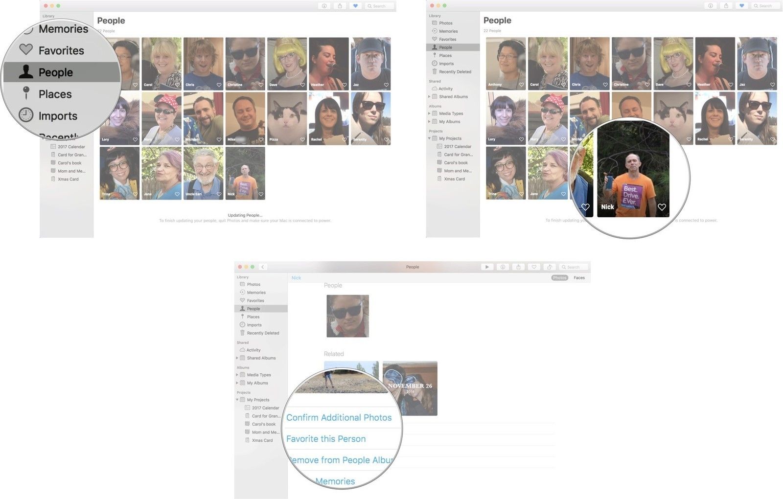Нажмите на Люди, затем нажмите на профиль, затем нажмите для подтверждения дополнительных фотографий