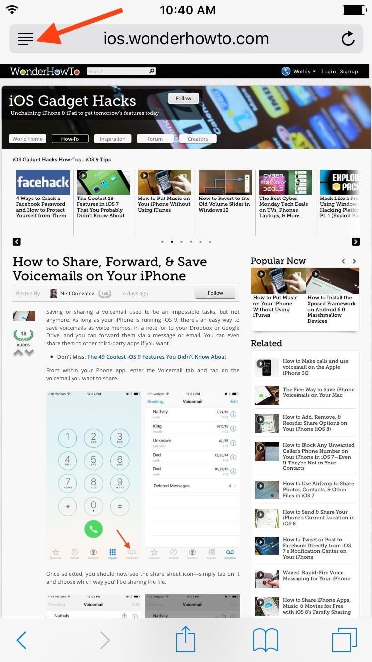 Очистите веб-статьи на вашем iPhone с Safari's Reader Mode