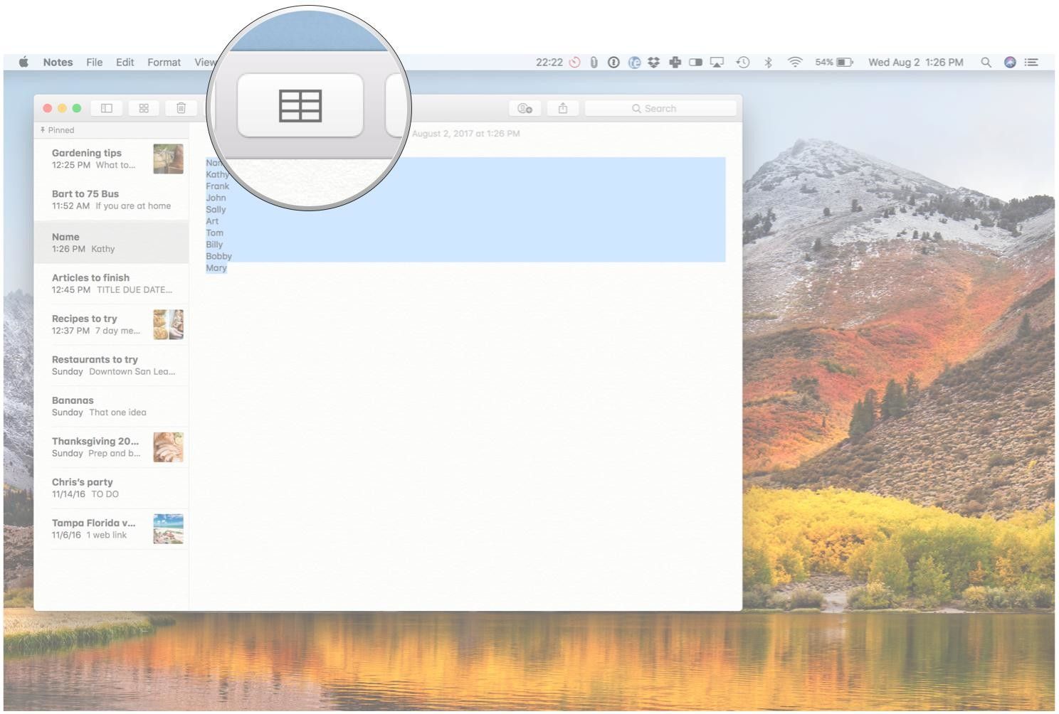 создание таблицы