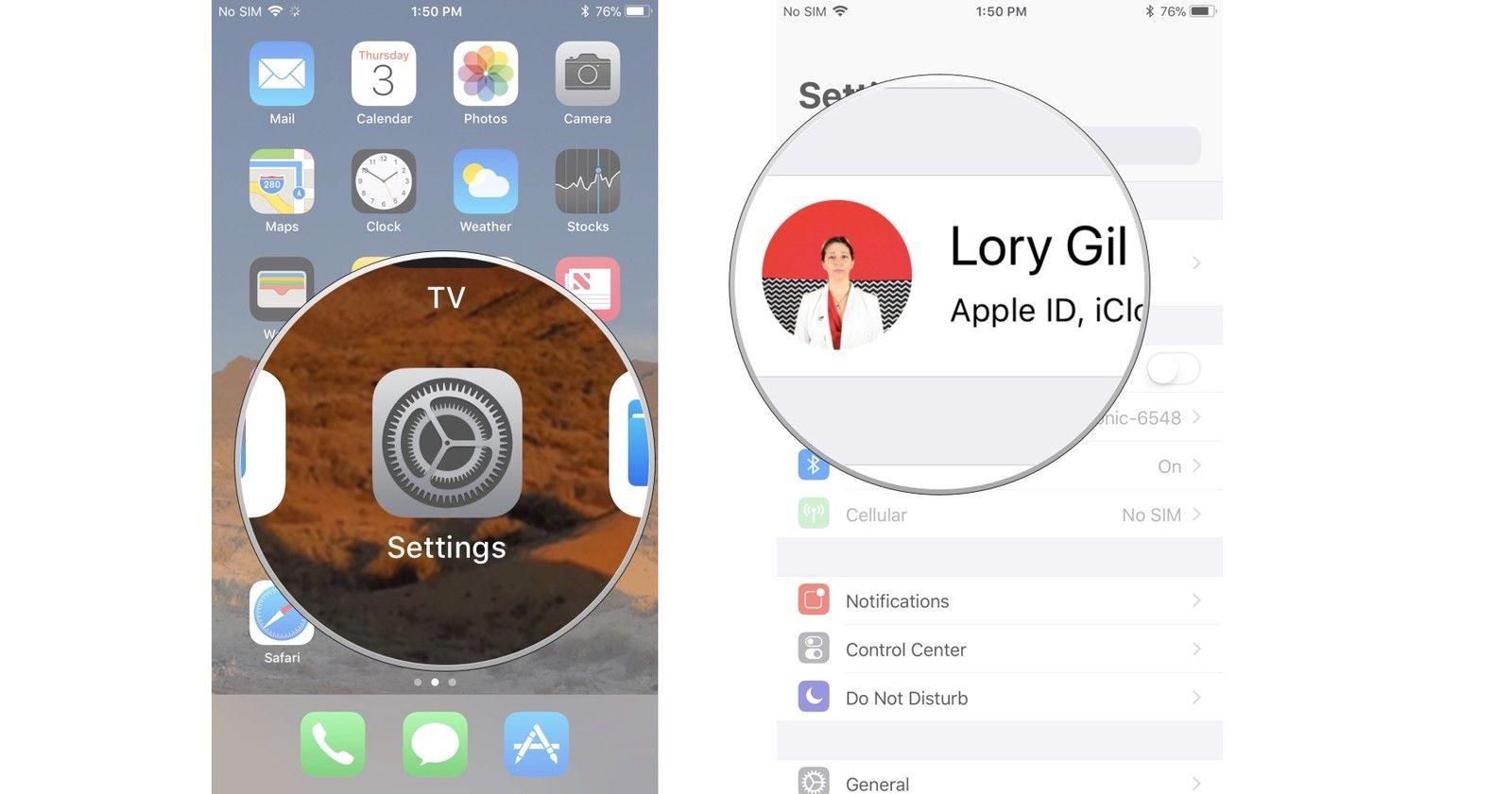 Откройте Настройки, затем нажмите на свой баннер iCloud