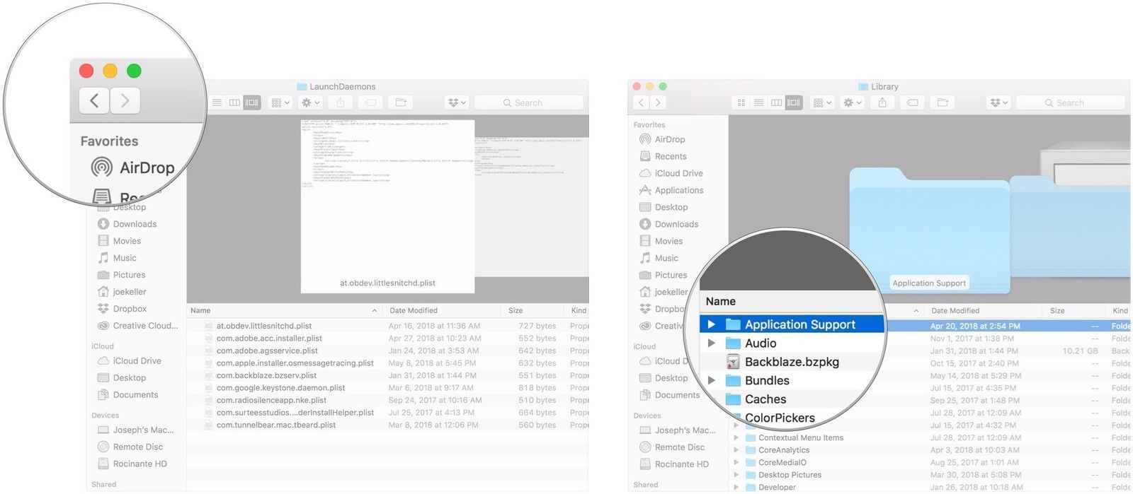 Нажмите стрелку назад, нажмите Поддержка приложений