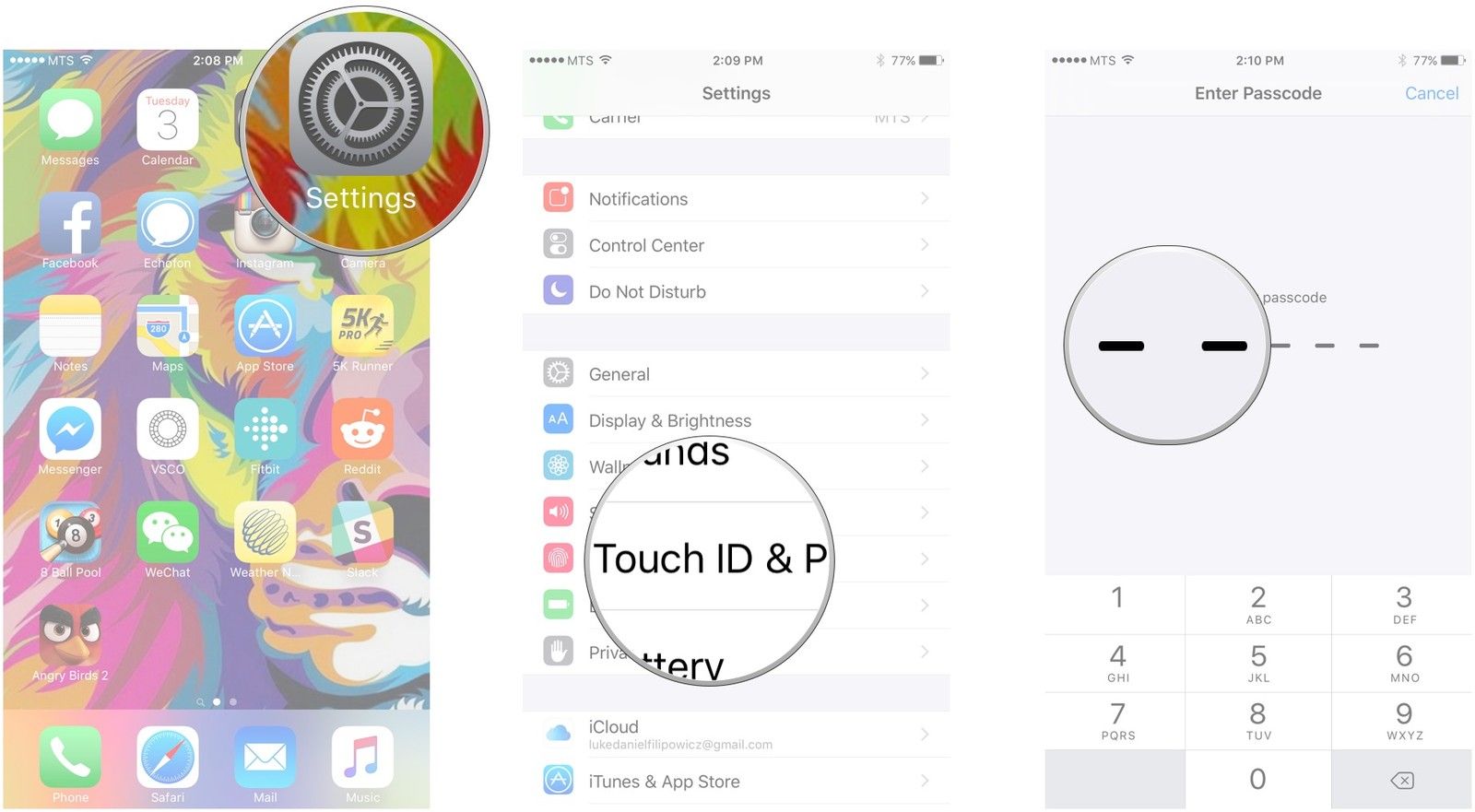 Запустите Настройки, нажмите Touch ID и Пароль, введите свой пароль
