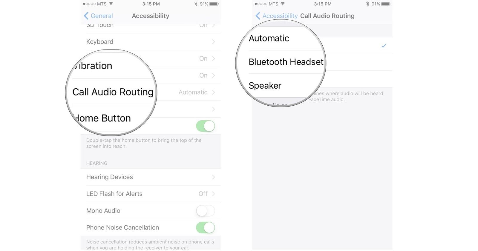 Нажмите Call Audio Routing, нажмите на выбор