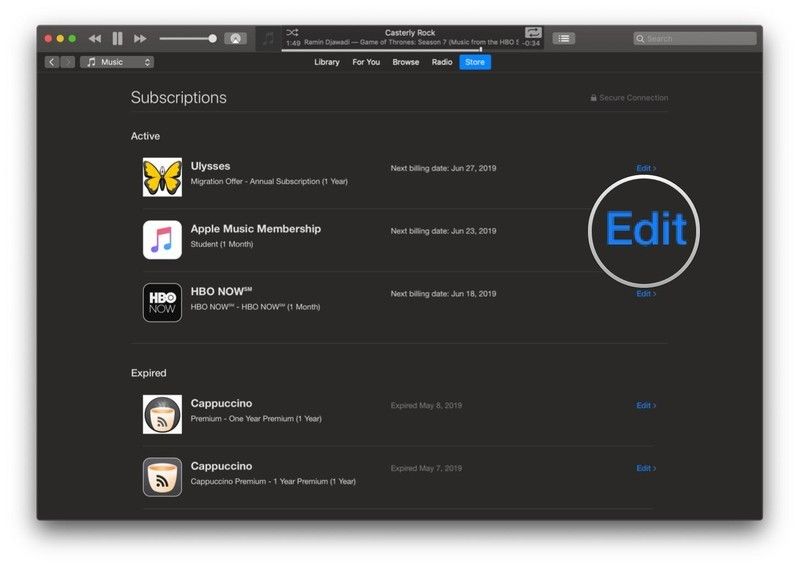 Мохаве iTunes, учетная запись, управление сабвуферами, Apple Music, редактирование