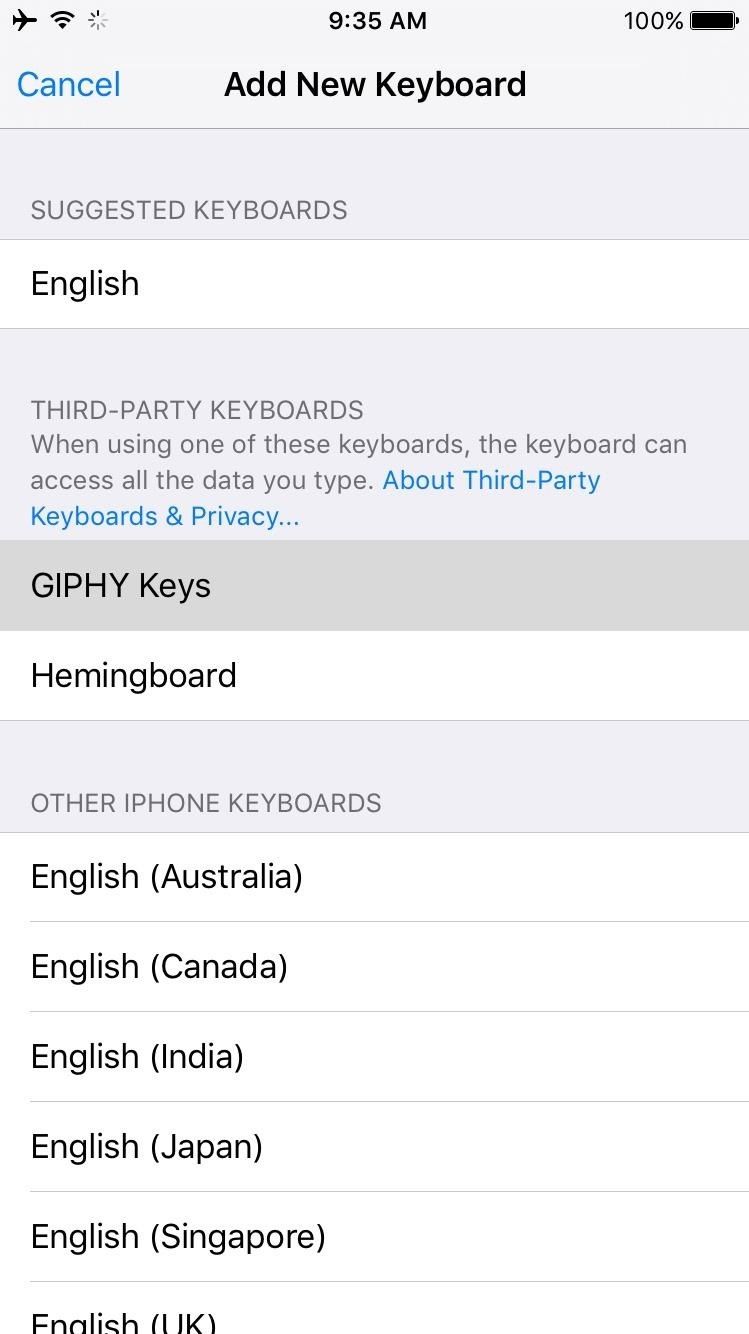 Как отправлять GIF-файлы с вашего iPhone's Keyboard Before iOS 10 Is Released