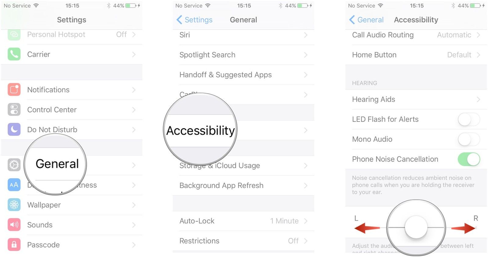 Нажмите «Основные», нажмите «Доступность», перетащите ползунок