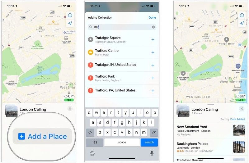 добавить места на картах' collections