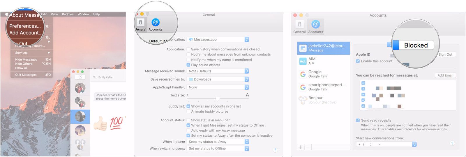 Откройте Настройки, перейдите на вкладку Аккаунты, перейдите в Заблокированный