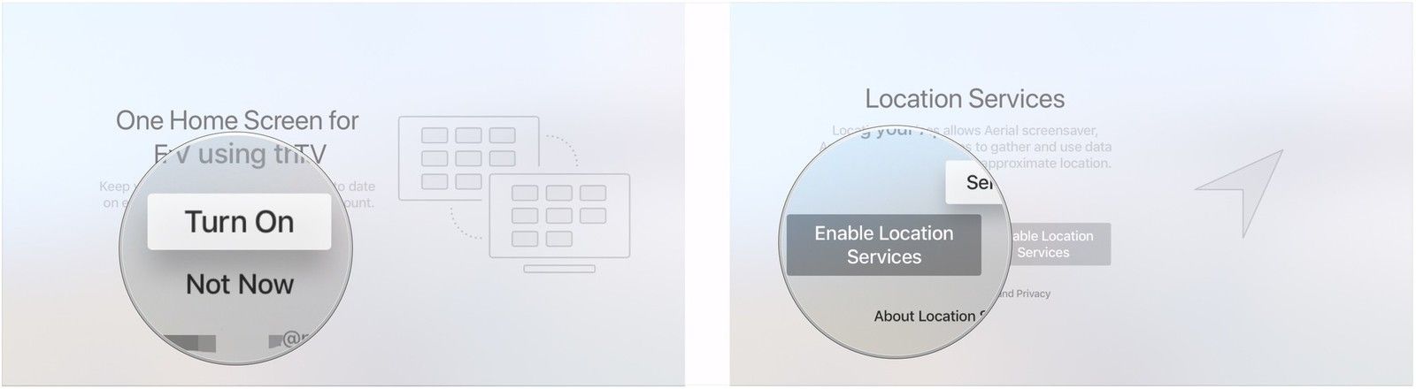 Включите синхронизацию главного экрана, выберите опцию местоположения