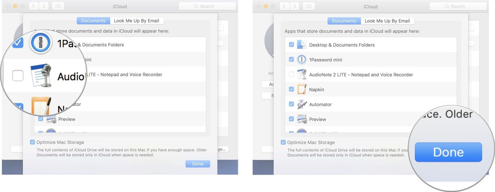 Отключите приложение, затем нажмите Готово