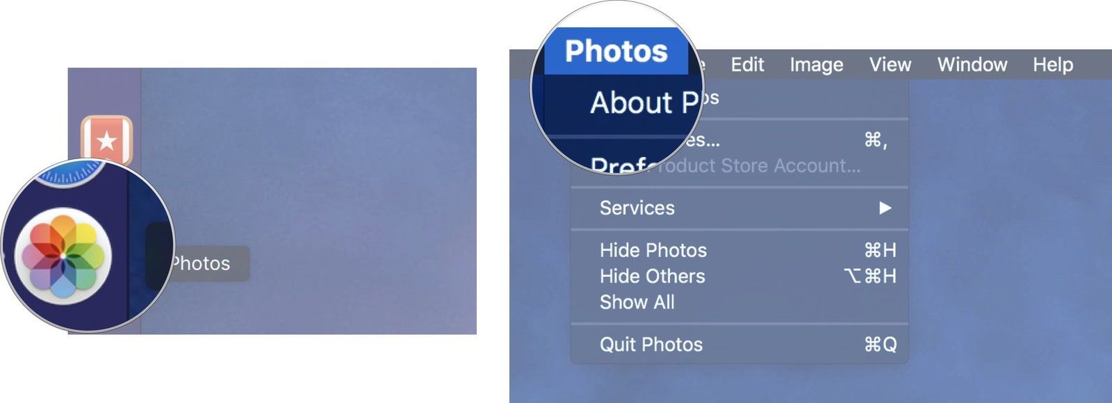 Запустите фотографии, затем выберите Фотографии