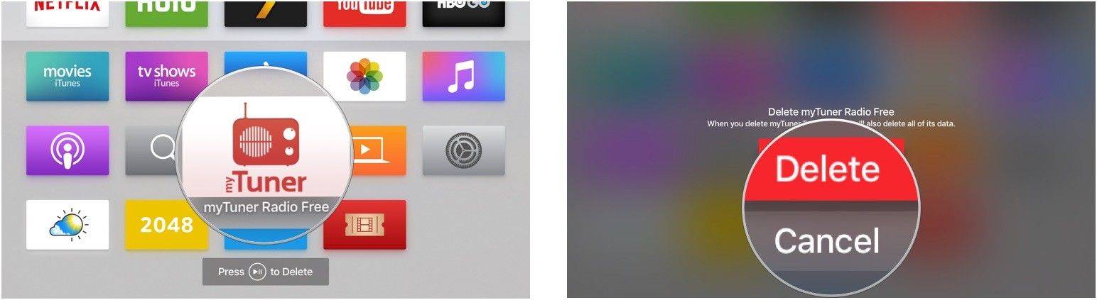 Удаление приложения с пульта Siri на Apple TV