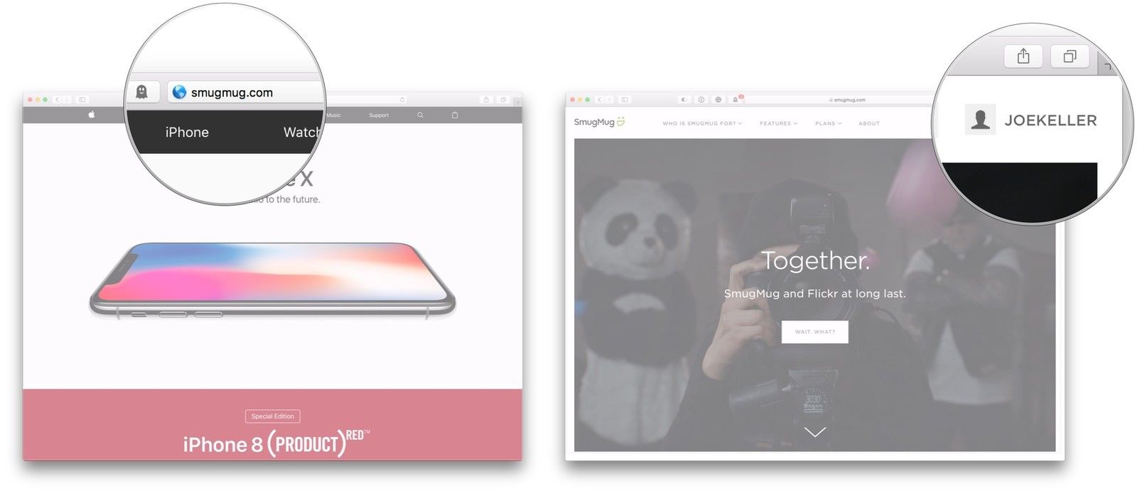 Откройте SmugMug, нажмите имя учетной записи