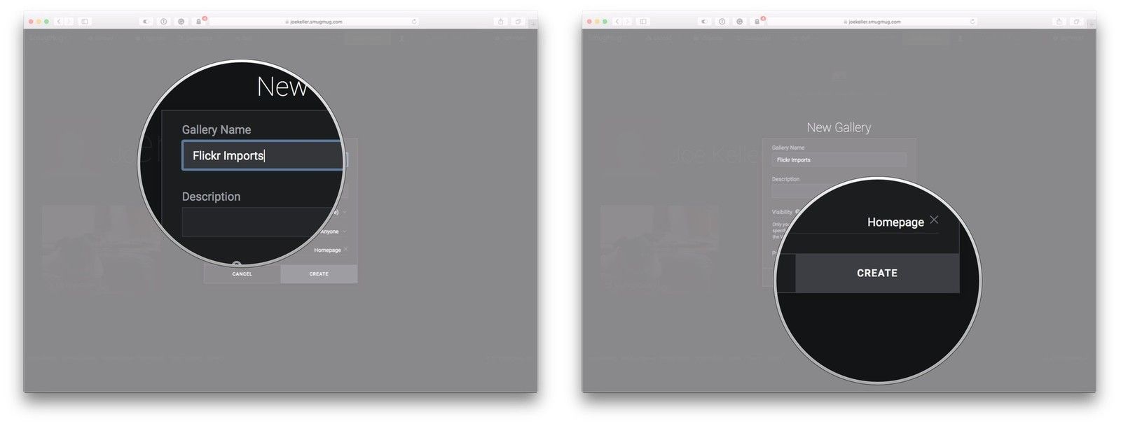 Выберите галерею или создайте новую, нажмите Создать или Готово
