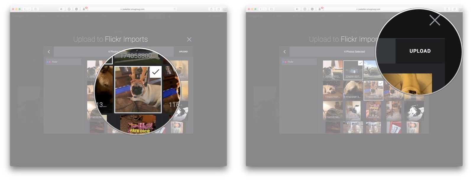 Выберите фотографии, нажмите Загрузить