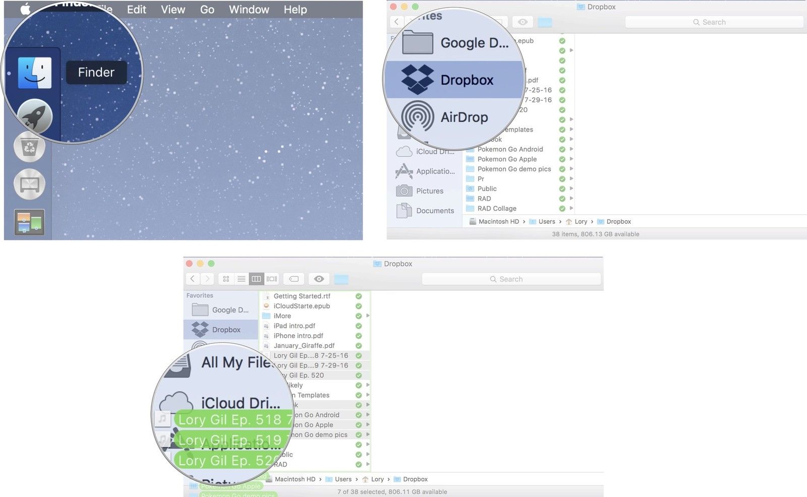 Перемещение файлов из Dropbox на iCloud Drive на Mac
