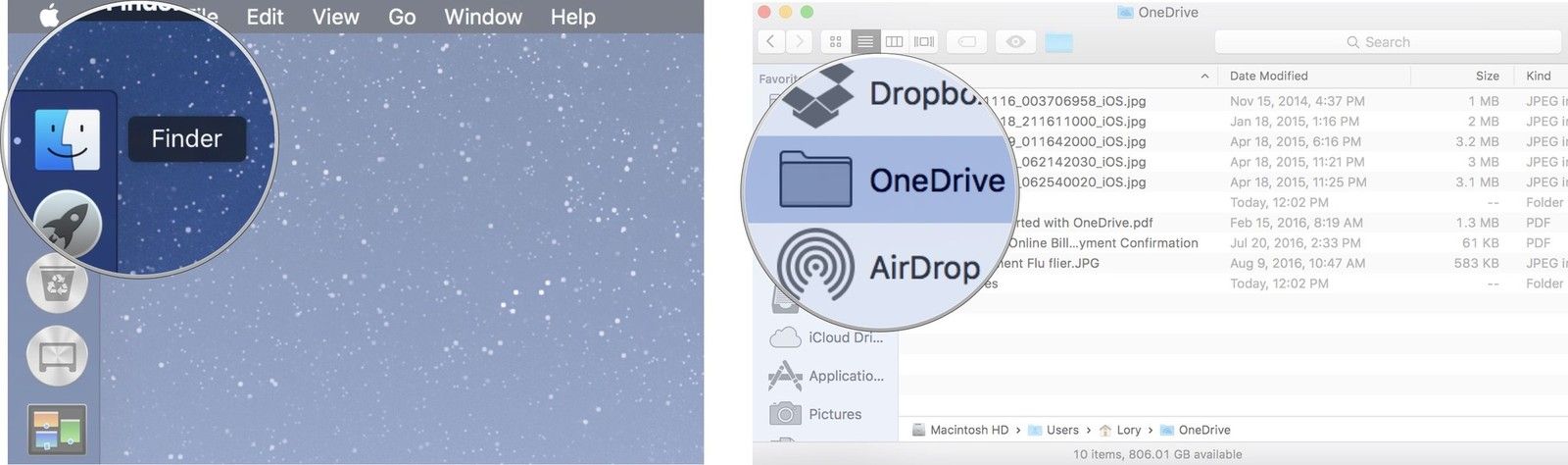 Копирование файлов на iCloud Drive на Mac