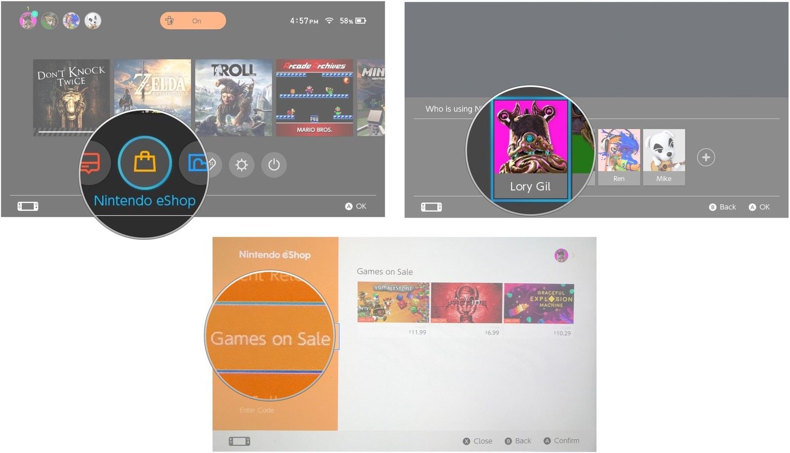 Выберите интернет-магазин, затем выберите свой профиль пользователя, затем выберите &laquo;Игры в продаже&raquo;.