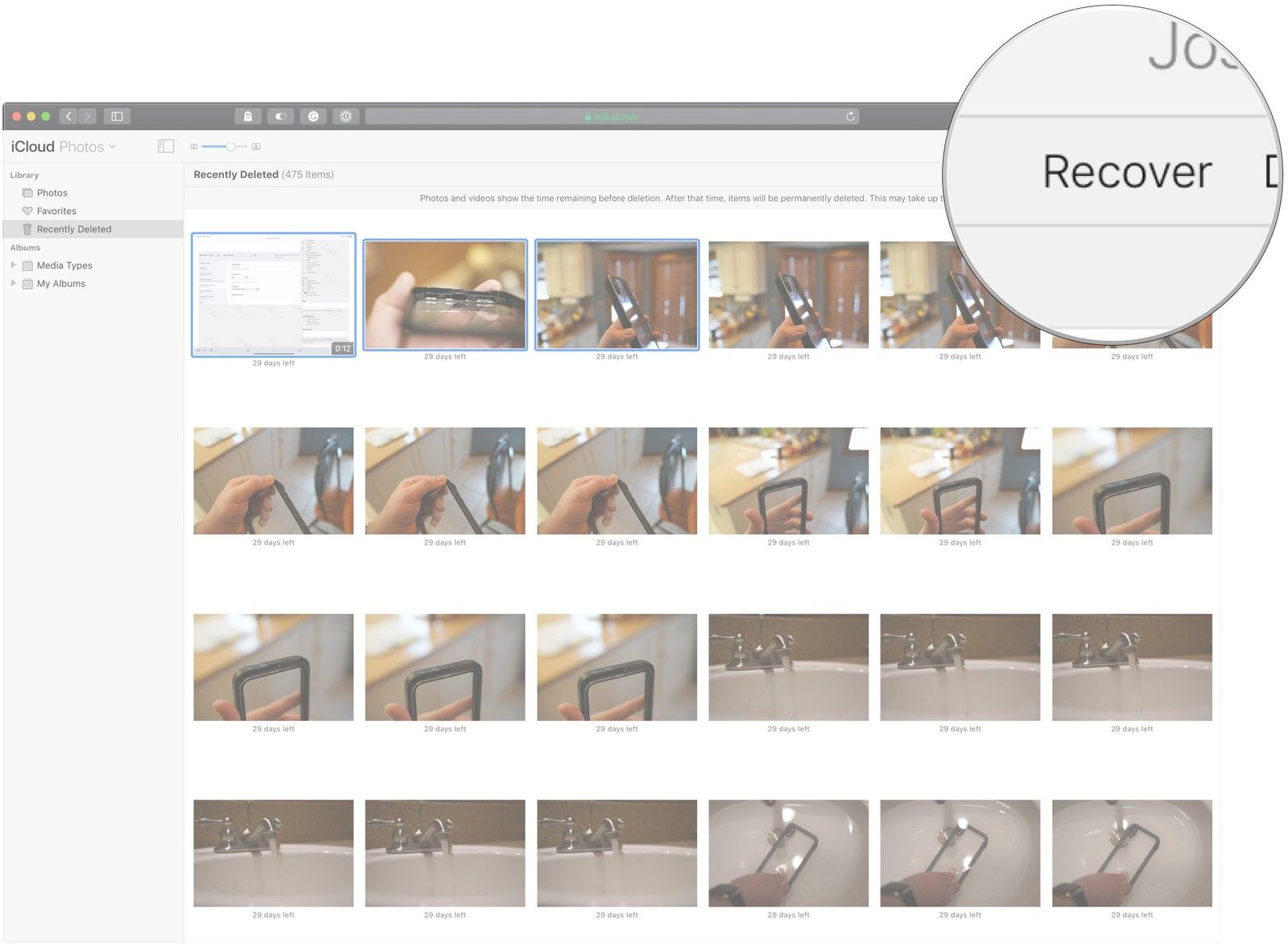 Нажмите Восстановить