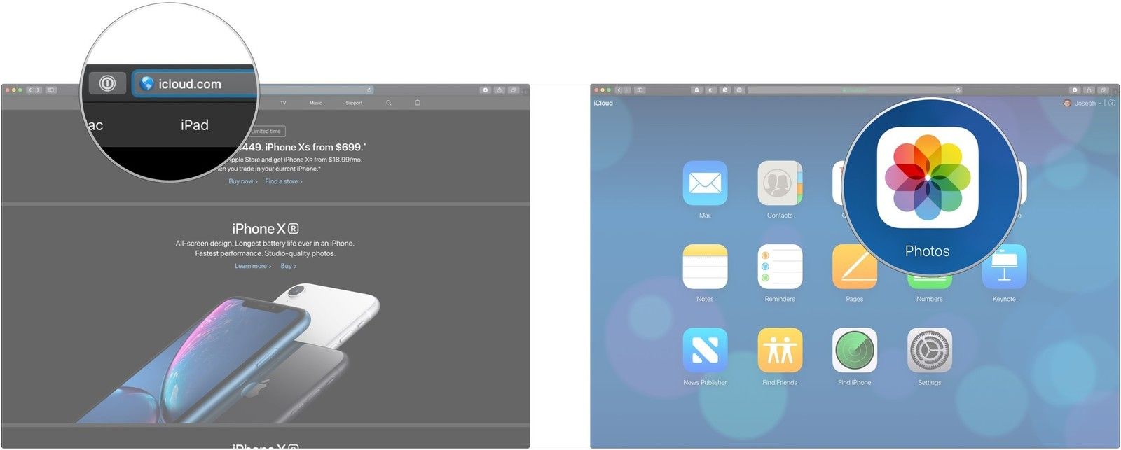 Отправляйтесь на iCloud.com, откройте фотографии