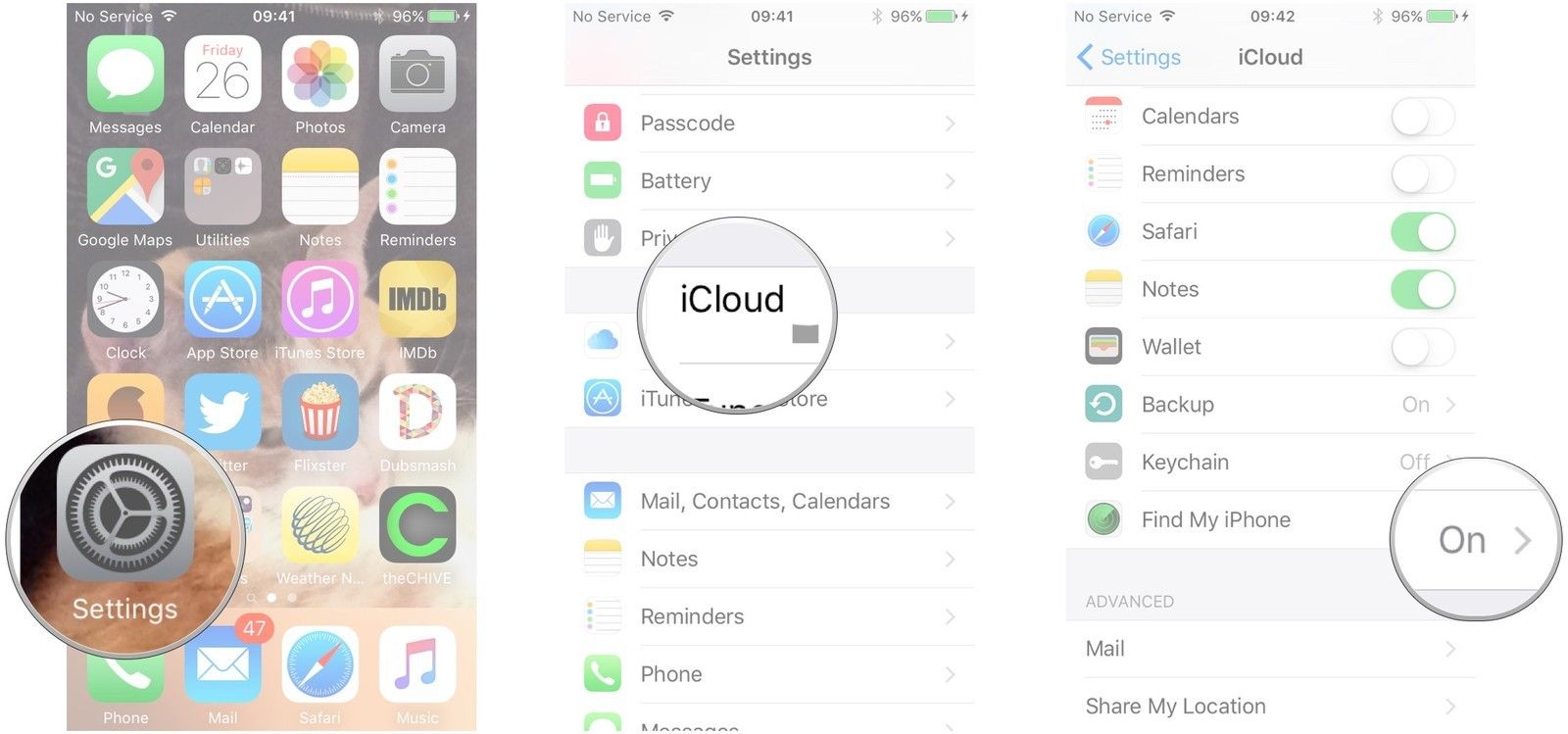 Запустите настройки, нажмите iCloud, найдите мой iPhone