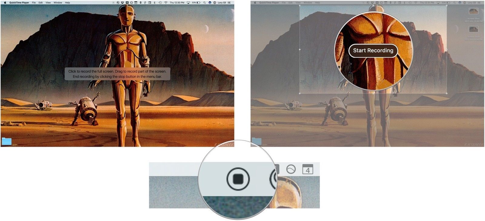 нажмите на экран или нажмите и перетащите, чтобы записать одну часть, нажмите стоп, когда закончите