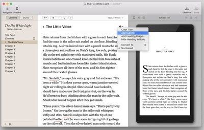 Отрегулируйте заголовки глав.