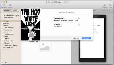 Основные параметры для создания электронных книг или файлов печати.