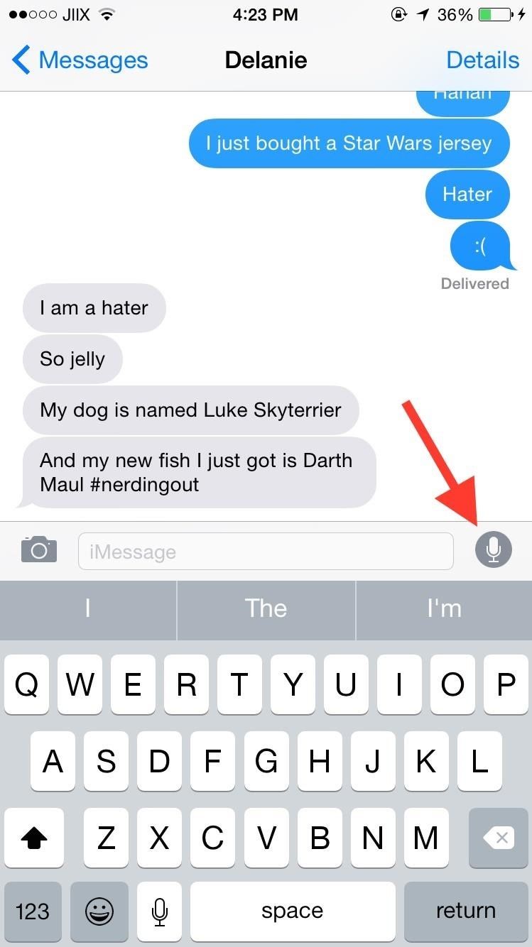 Как удалить кнопку записи звука в iOS 8's Messages App