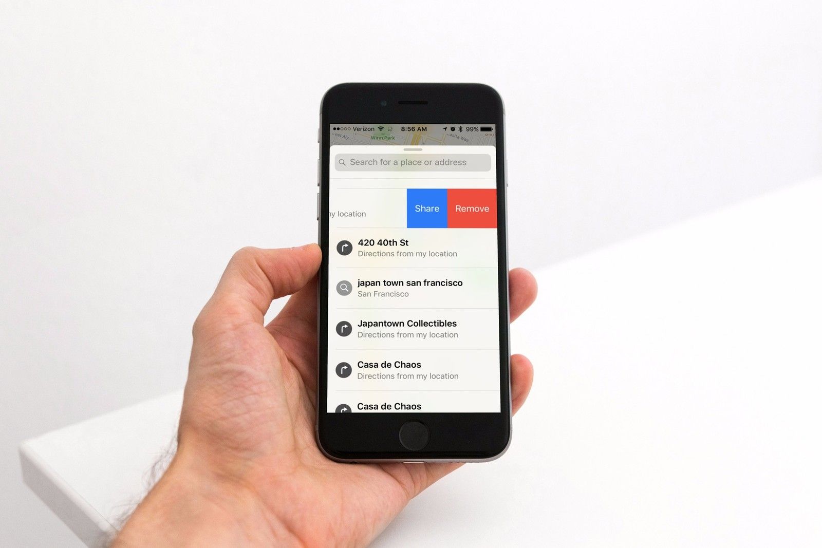 Карты поиска истории iPhone
