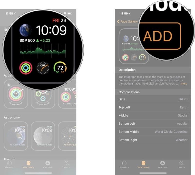 добавить Apple Watch лицо