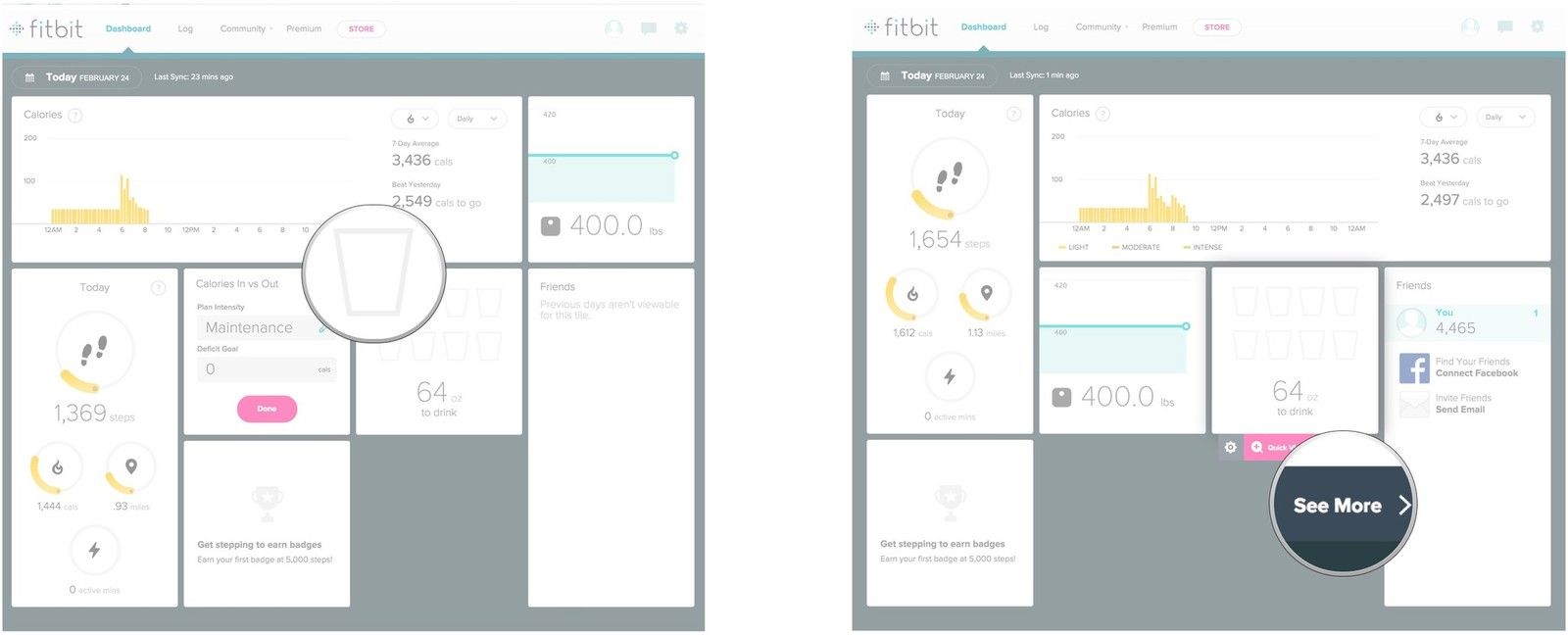 Наведите курсор на плитку водозабора, нажмите «Посмотреть больше»