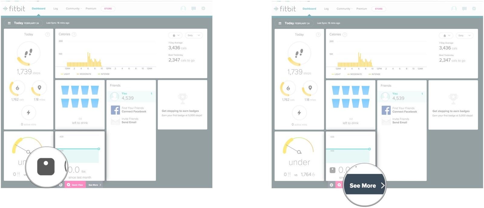 Наведите указатель мыши на плитку «Вес» и нажмите «Подробнее»