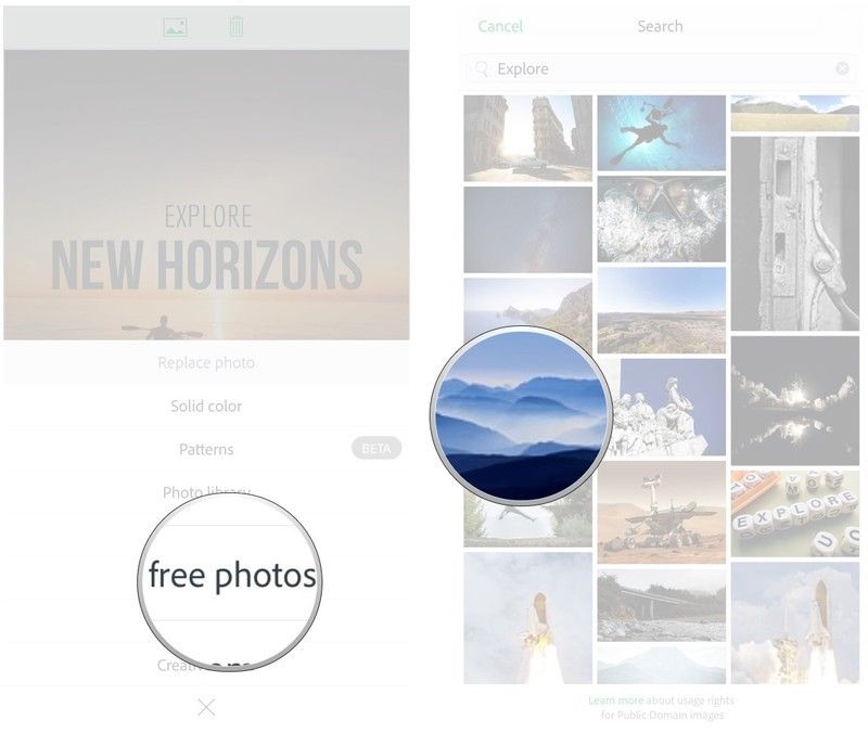 Нажмите, чтобы выбрать, какую фотографию вы хотите добавить в свой проект, нажмите, чтобы выбрать фотографию.