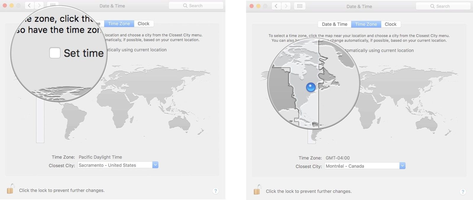 Отключите автоматический, затем выберите часовой пояс