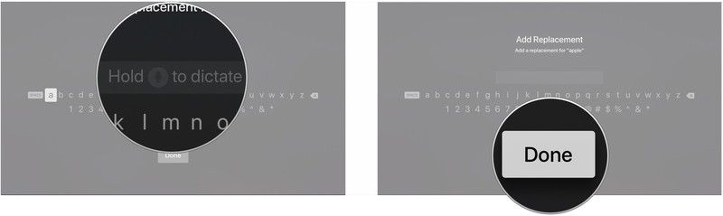 Введите замену, нажмите Готово