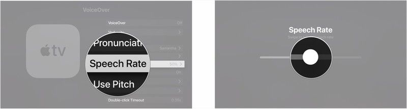 Нажмите Speech Rate, проведите трекпад