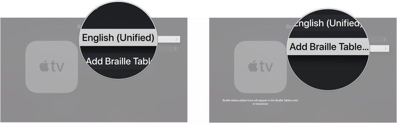 Нажмите имя таблицы Брайля, нажмите Добавить таблицу Брайля