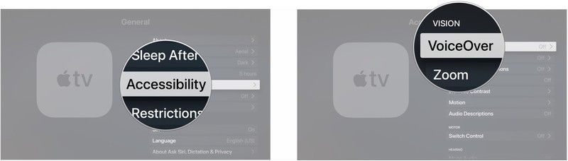 Нажмите Доступность, нажмите VoiceOver