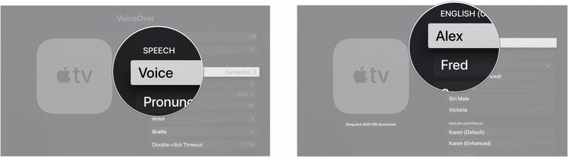 Нажмите Voice, нажмите на нужный голос