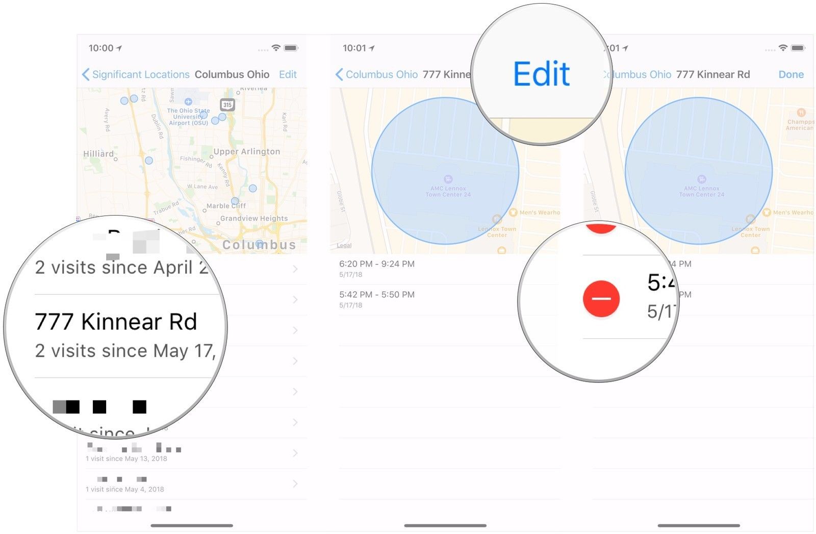 Нажмите адрес, нажмите Изменить, нажмите - кнопка